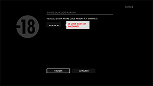 Le code saisi est erroné